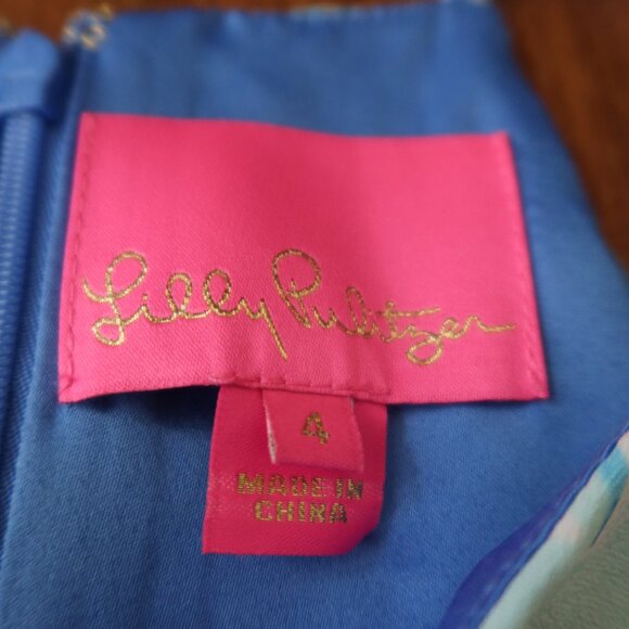 Lilly Pulitzer Pearl Romper in Coastal Blue Lion Size 4 - Picture 3 of 3